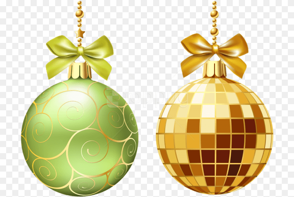 Transparent Christmas Ornament Clip Art Yellow Green Christmas Balls, Accessories, Gold, Earring, Jewelry Png Image