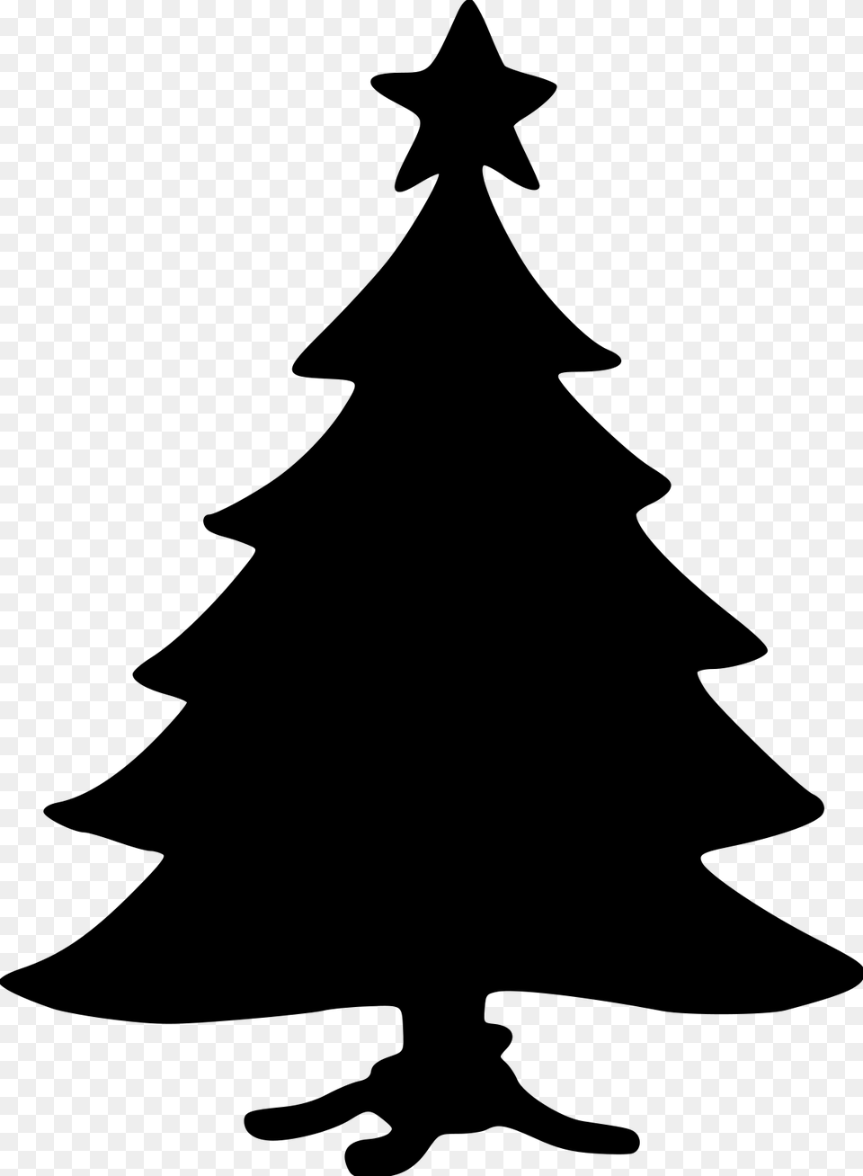 Transparent Christmas Silhouette Silhouette Christmas Tree Clipart, Gray Free Png