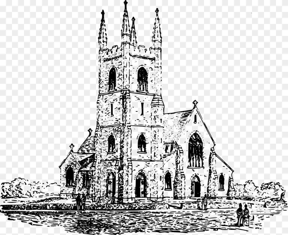 Church Building Christian Church Black And White, Gray Free Transparent Png