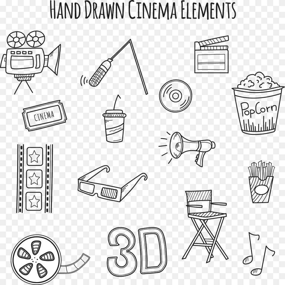Cinema Building Clipart Hand Drawn Video Camera, Chair, Furniture, Art, Drawing Free Transparent Png