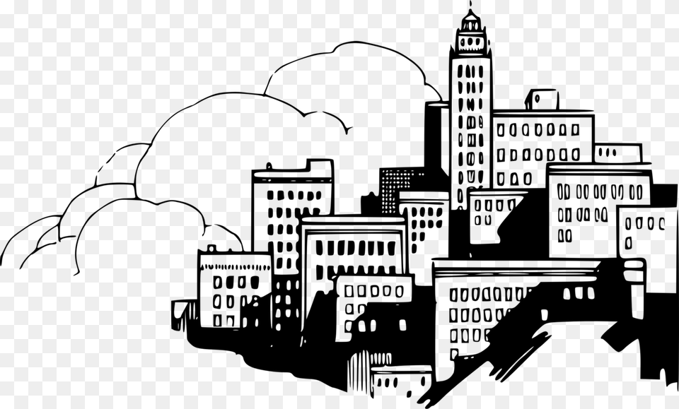 Transparent City Hall Clipart Animated Buildings Black And White, Gray Free Png Download