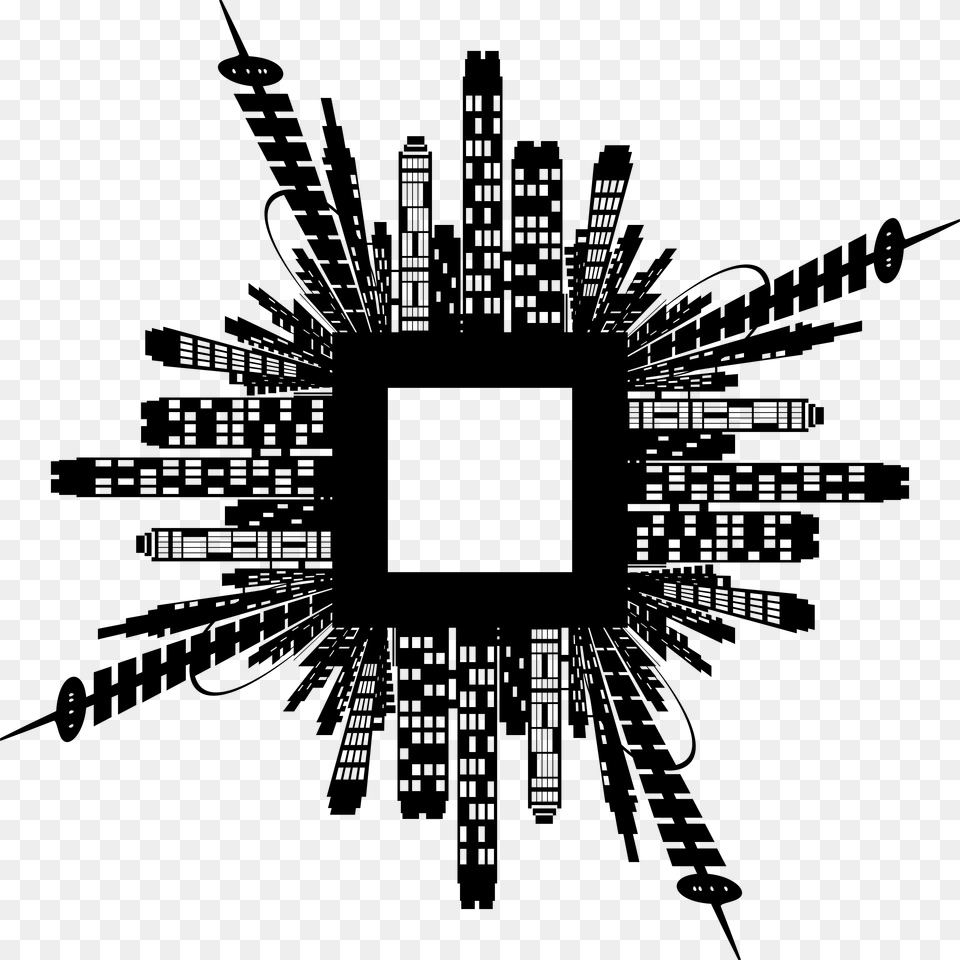 Transparent City Skyline Silhouette Urbanization Clipart, Gray Png Image