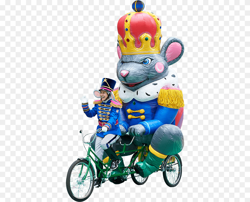Transparent Clean Up Toys Clipart Mouse King Macy39s Thanksgiving Day Parade, Person, Bicycle, Transportation, Vehicle Free Png Download