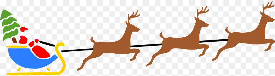 Clipart For Commercial Use Santa Sleigh With Reindeer Clipart, Animal, Deer, Mammal, Wildlife Free Transparent Png