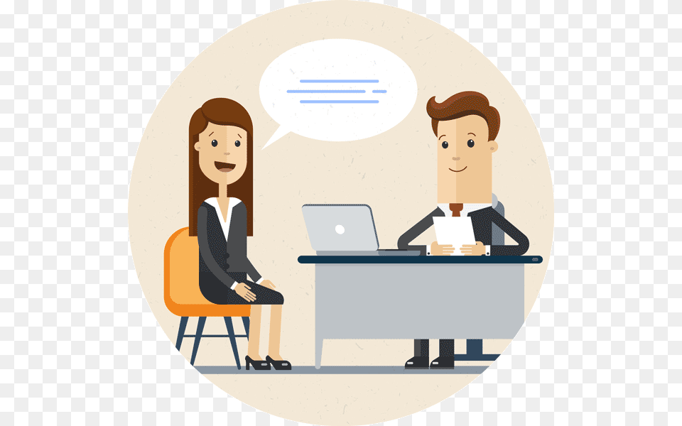Transparent Clipart Frustrated Office Worker Job Interview Cartoon Transparent, Person, Conversation, Baby, Head Free Png Download