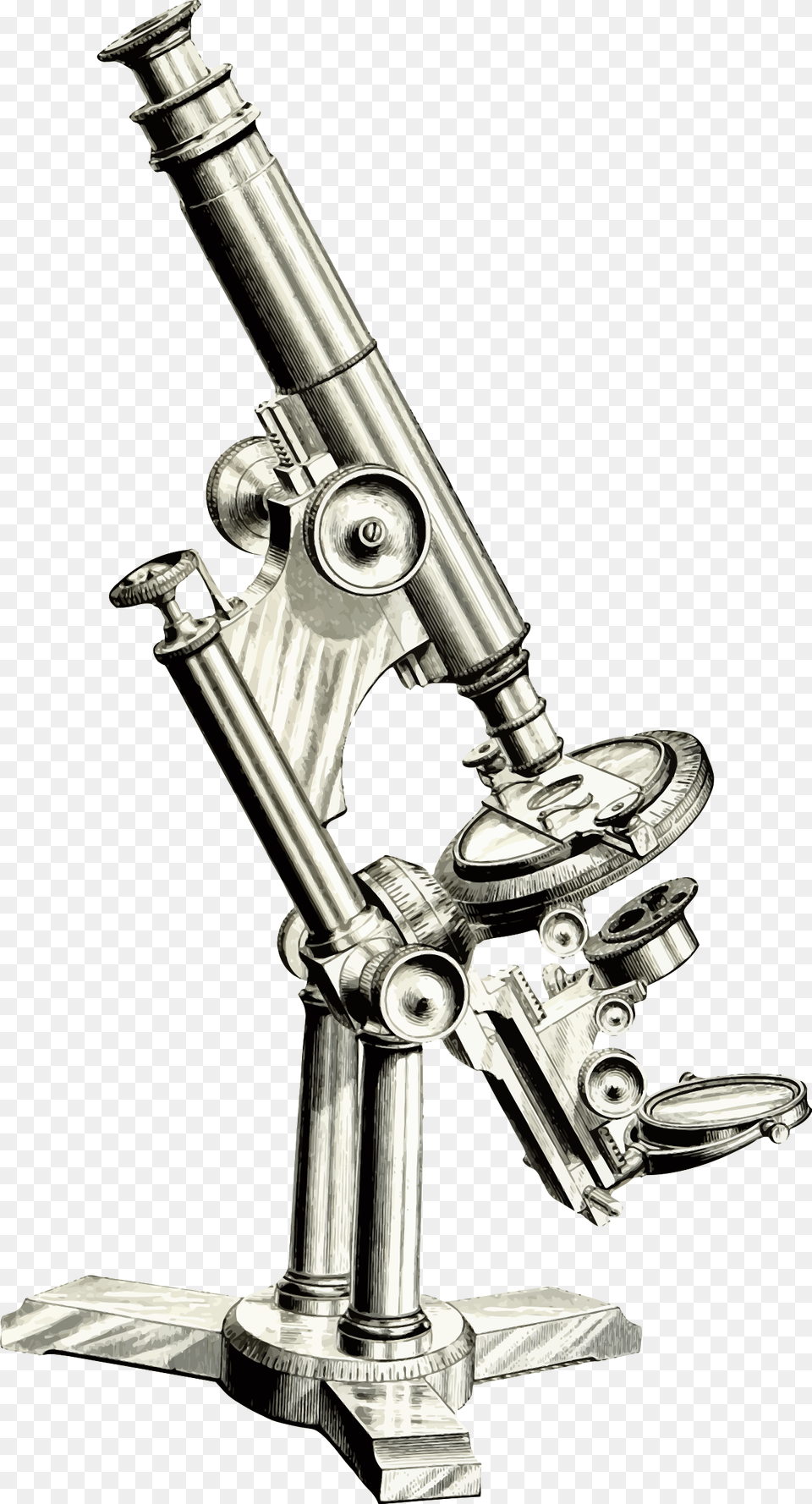 Transparent Clipart Microscope Black And White Microscope, Smoke Pipe, Machine, Wheel Png Image