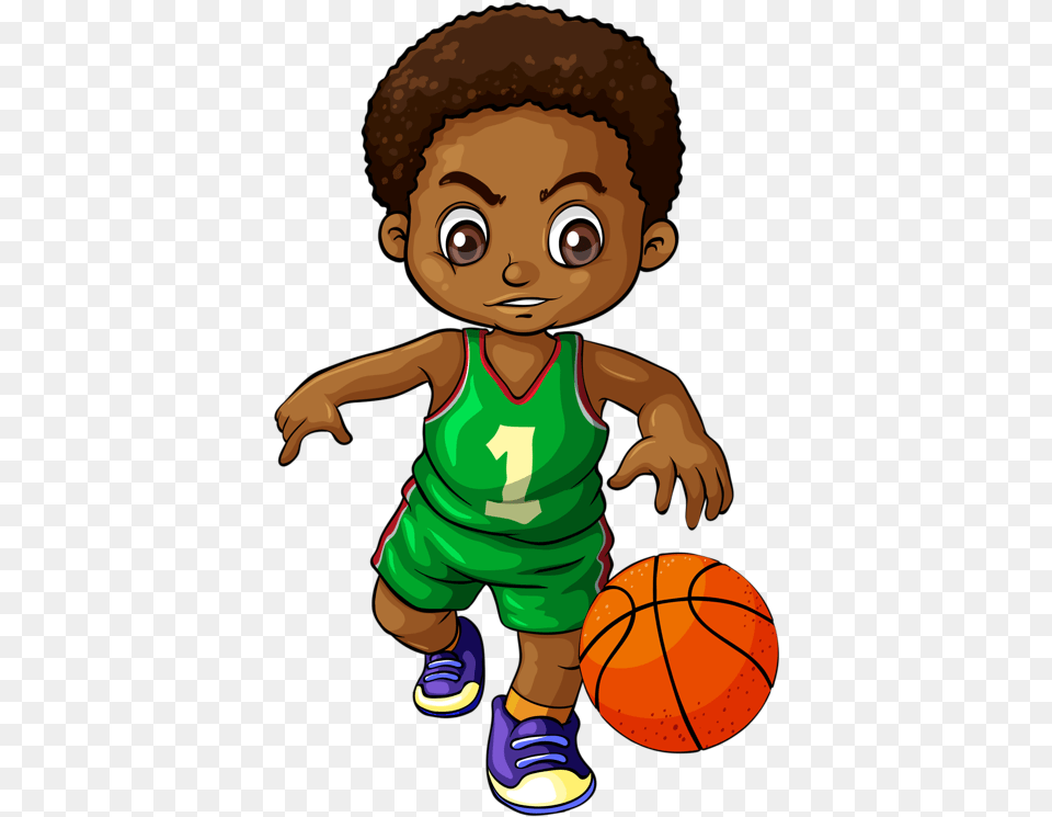 Transparent Clipart Of Basketball Cartoon Of Black Boy, Baby, Person, Face, Head Free Png Download