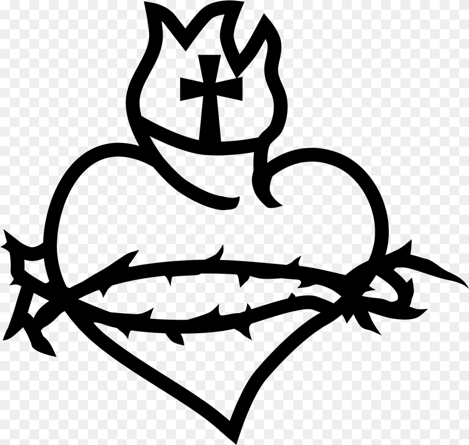 Transparent Clipart Of Jesus Sacred Heart Black And White, Gray Png