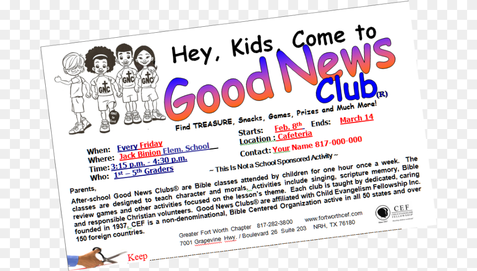 Transparent Club Flyer Good News Club At Schools, Advertisement, Poster, Person, Face Png Image
