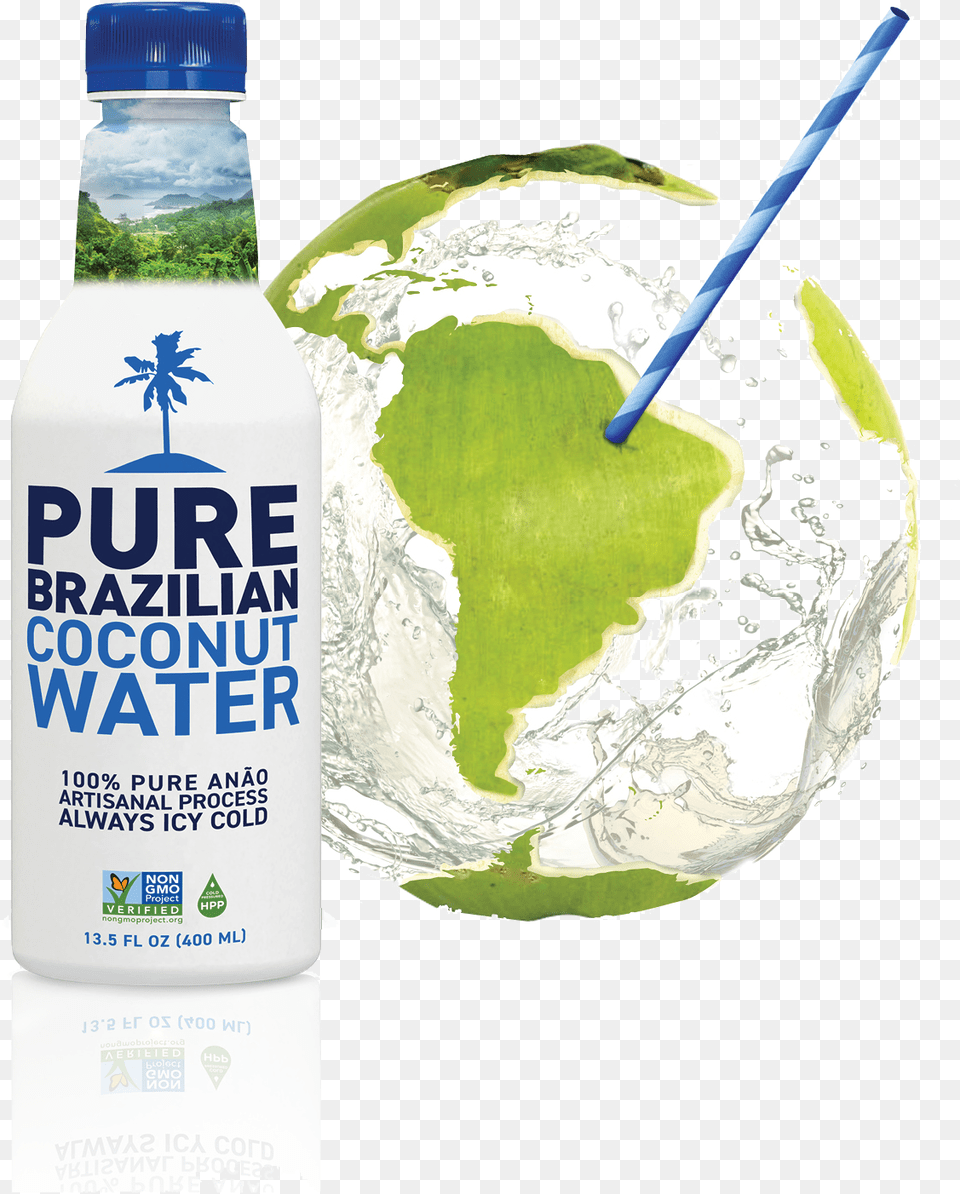 Transparent Coconut Water Pure Brazilian Coconut Water, Bottle, Beverage Png Image