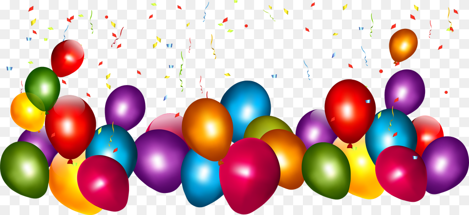 Transparent Colorful Balloons With Confetti Clipart Png Image