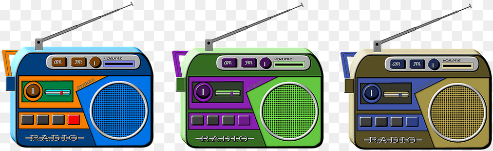 Transparent Colorful Boombox Clipart Stereo Radio, Electronics, Cassette Player, Tape Player Free Png