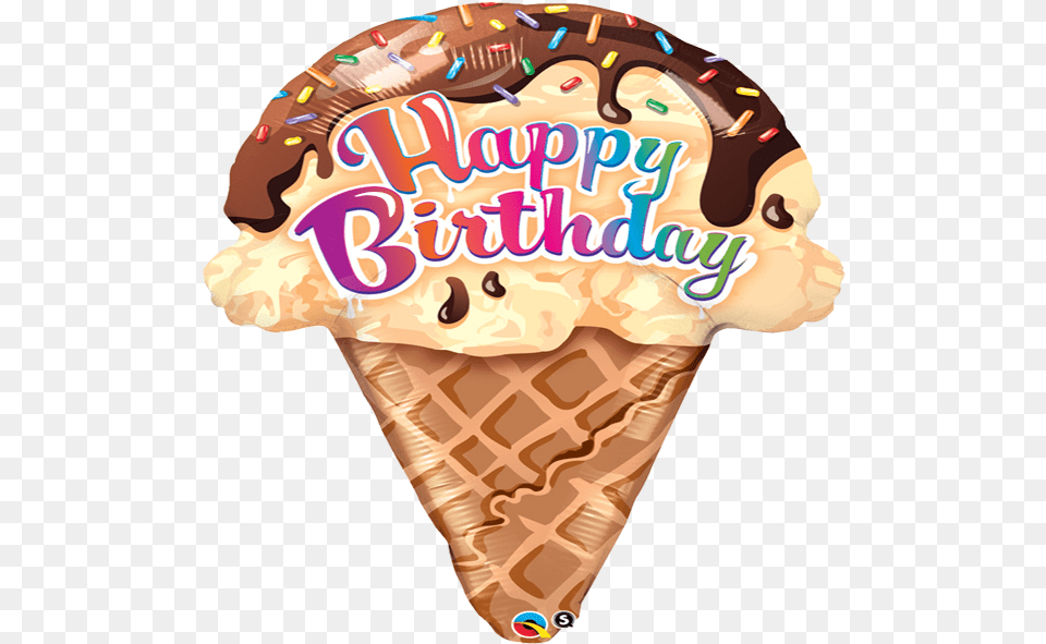 Transparent Cone Shape Happy Birthday With Ice Cream, Dessert, Food, Ice Cream, Baby Free Png