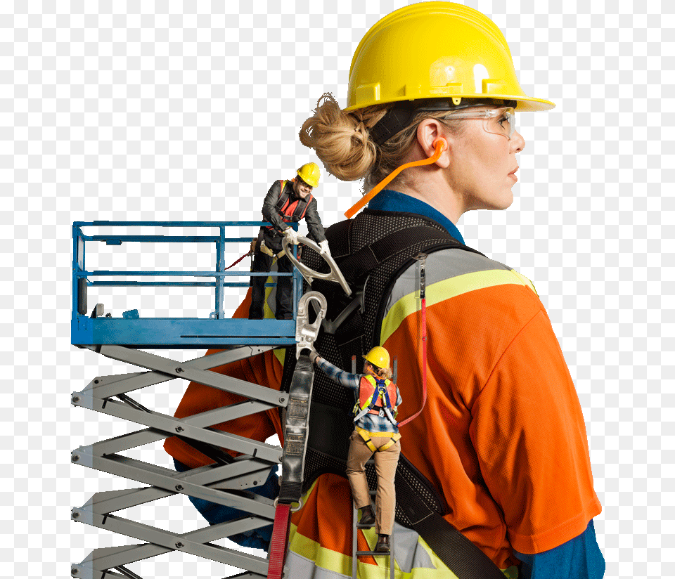 Transparent Construction Worker Elevated Work Platform Operator, Person, Helmet, Hardhat, Clothing Free Png Download