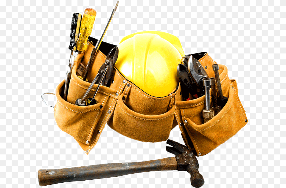 Transparent Contractor Tools Clipart Hard Hat And Tool Belt, Clothing, Hardhat, Helmet, Person Free Png