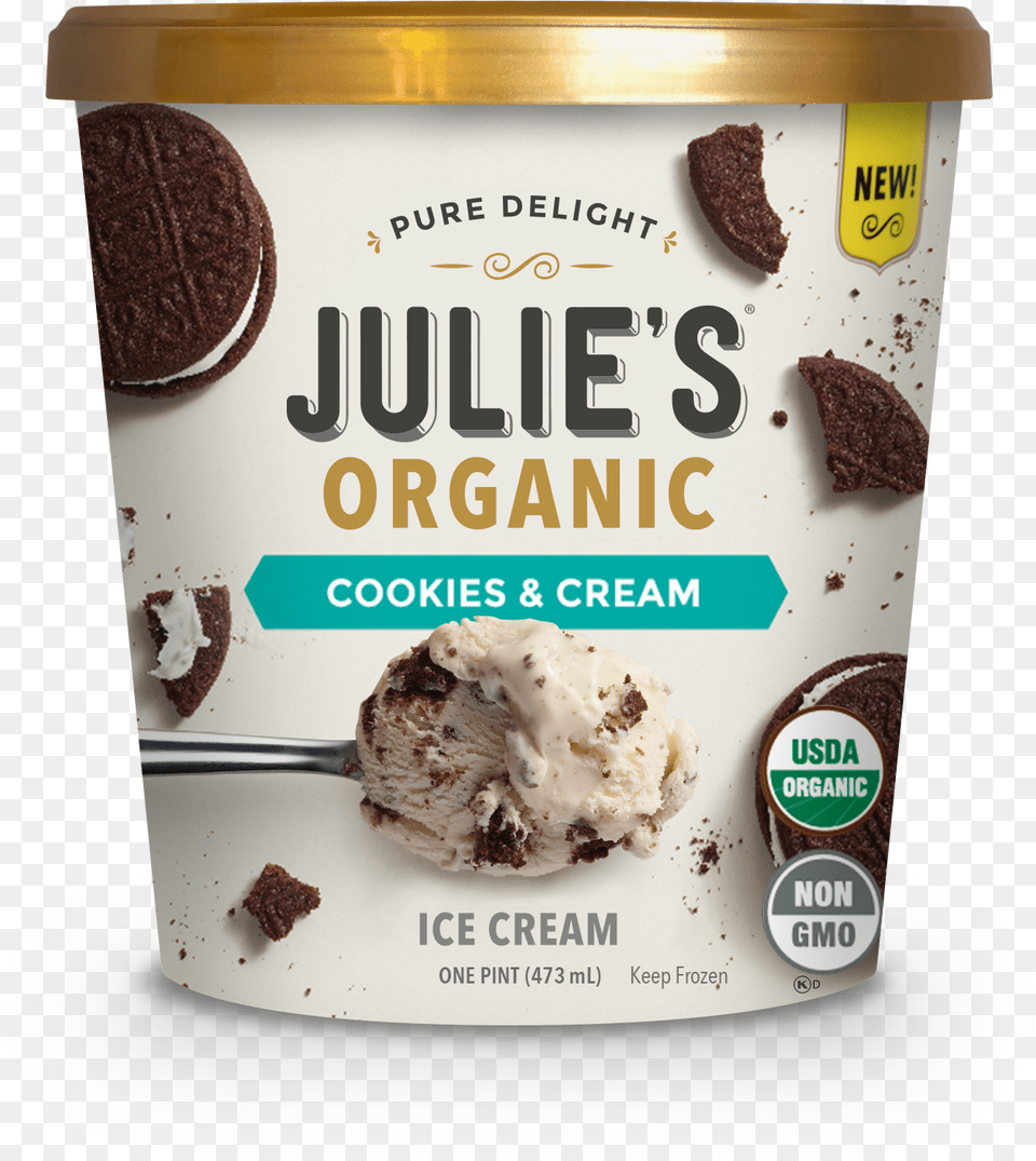 Transparent Cookies And Cream Julie39s Organic Ice Cream, Dessert, Food, Ice Cream, Frozen Yogurt Free Png