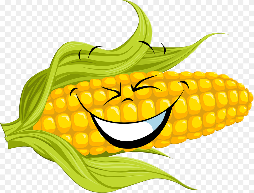 Transparent Corn Husk Clipart Corn Cartoon, Food, Grain, Plant, Produce Free Png Download