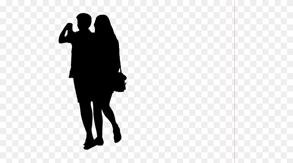 Transparent Couple Walking Silhouette Taking A Selfie, Adult, Male, Man, Person Png Image
