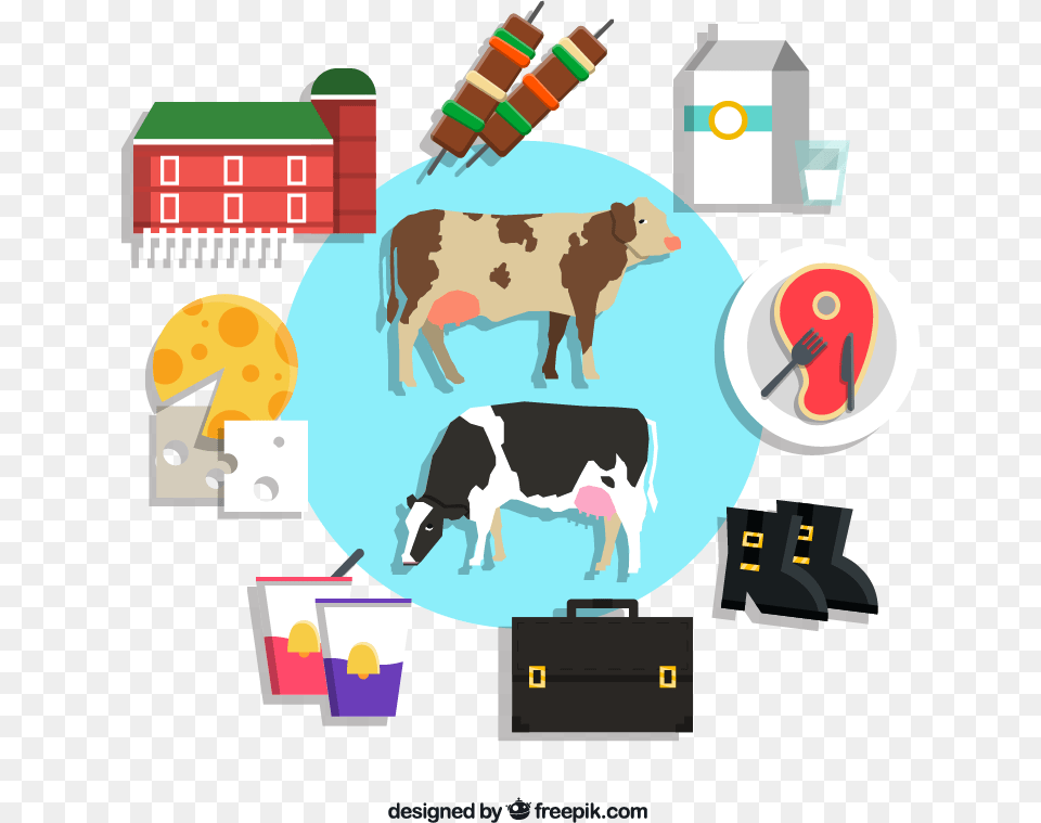 Transparent Cow Vector Cow Product Cartoon, Animal, Cattle, Livestock, Mammal Free Png