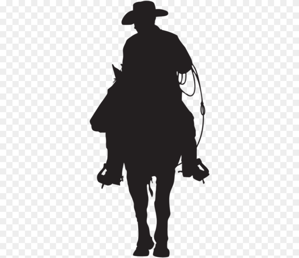 Cowboy Clipart Black And White Cowboy, Clothing, Hat, Silhouette, Person Free Transparent Png