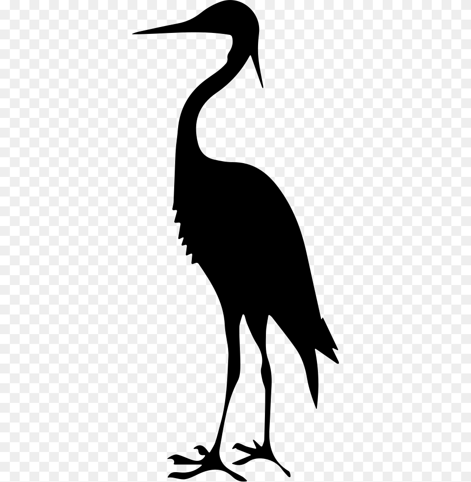 Transparent Crane Clipart Bird Silhouette Clipart Black And White Crane, Animal, Crane Bird, Waterfowl, Adult Png