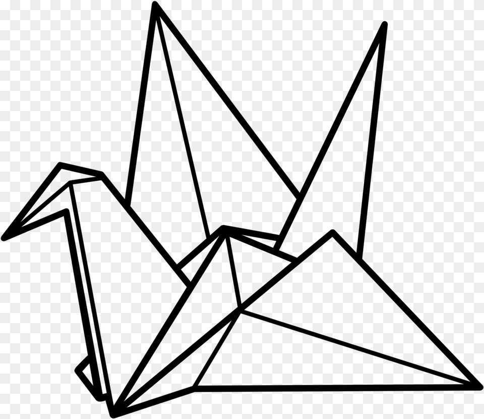 Transparent Crane Origami Crane Clipart, Gray Png