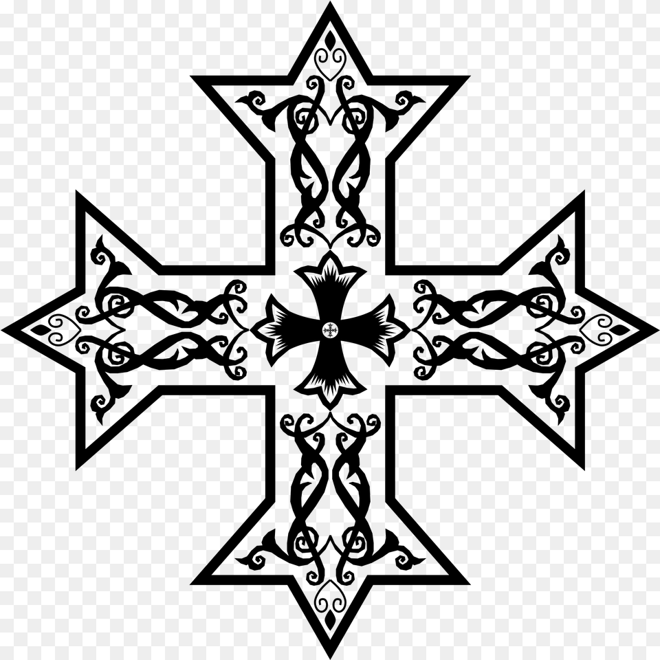 Cross Tattoo Coptic Cross Black And White, Gray Free Transparent Png