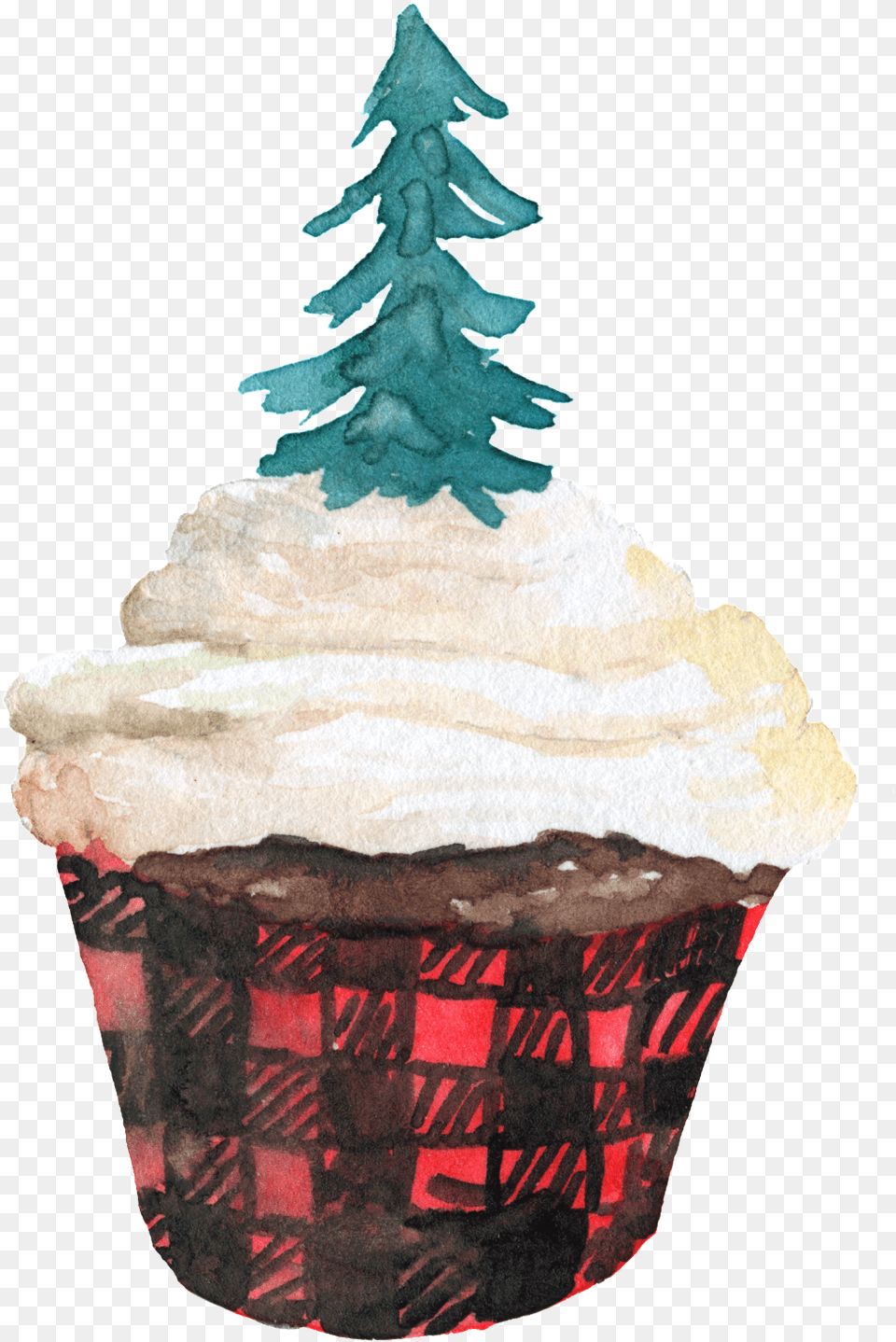 Transparent Cupcake Transparent Christmas Tree, Cake, Cream, Dessert, Food Png Image