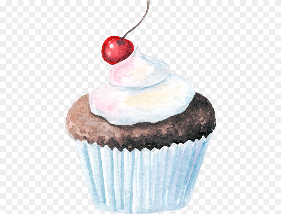 Transparent Cupcakes Vector Cupcake Watercolor Illustration, Cake, Cream, Dessert, Food Free Png Download