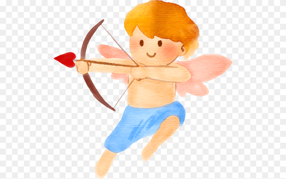 Transparent Cupid Watercolor Painting Love Cartoon Cartoon, Baby, Person, Face, Head Png Image
