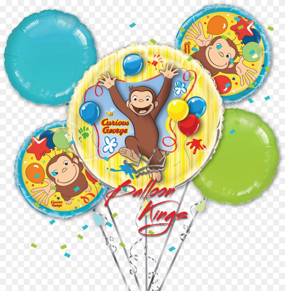 Transparent Curious George Balloons Jorge El Curioso Con Bombas, Balloon, Baby, Person, Face Png Image