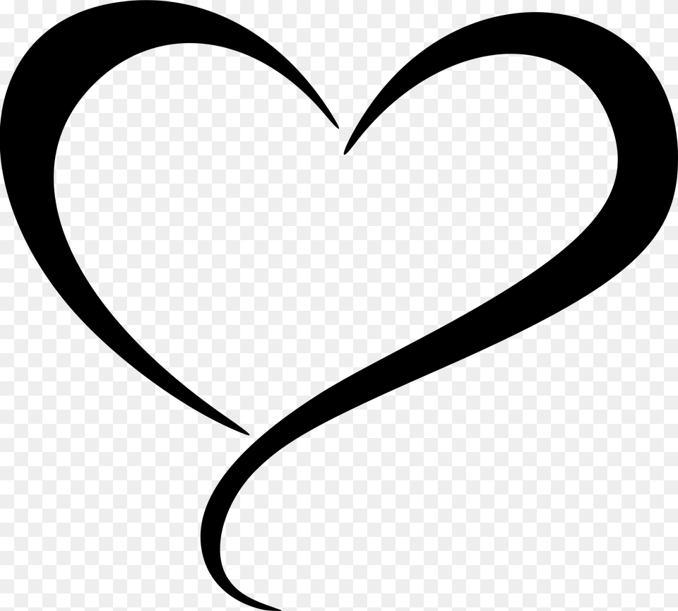 Curly Heart Outline Clipart Heart Shape Line Art, Gray Free Transparent Png
