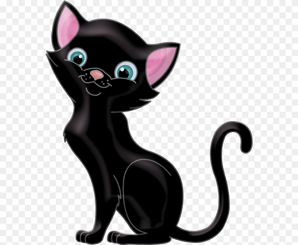 Transparent Cute Black Cat Clipart Cute Black Cat Clipart, Animal, Mammal, Pet, Smoke Pipe Free Png