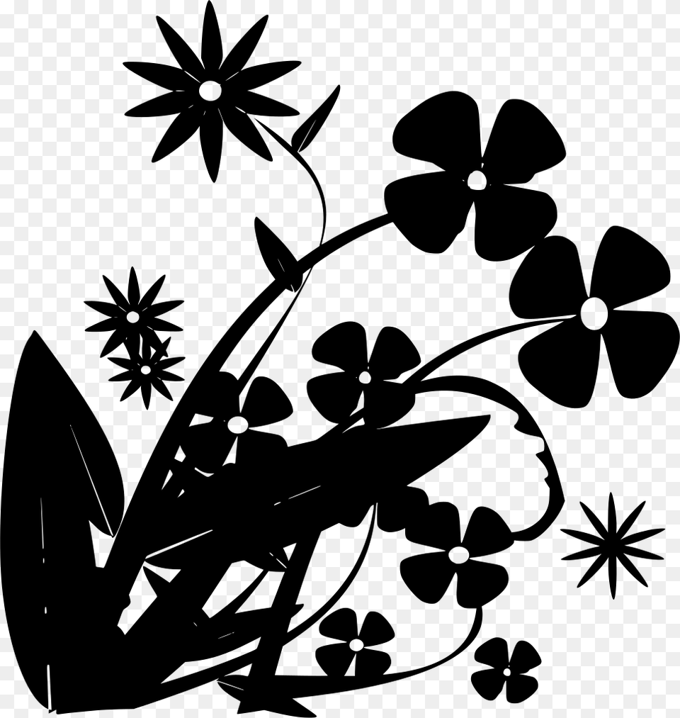 Transparent Cute Flowers Clipart, Gray Free Png