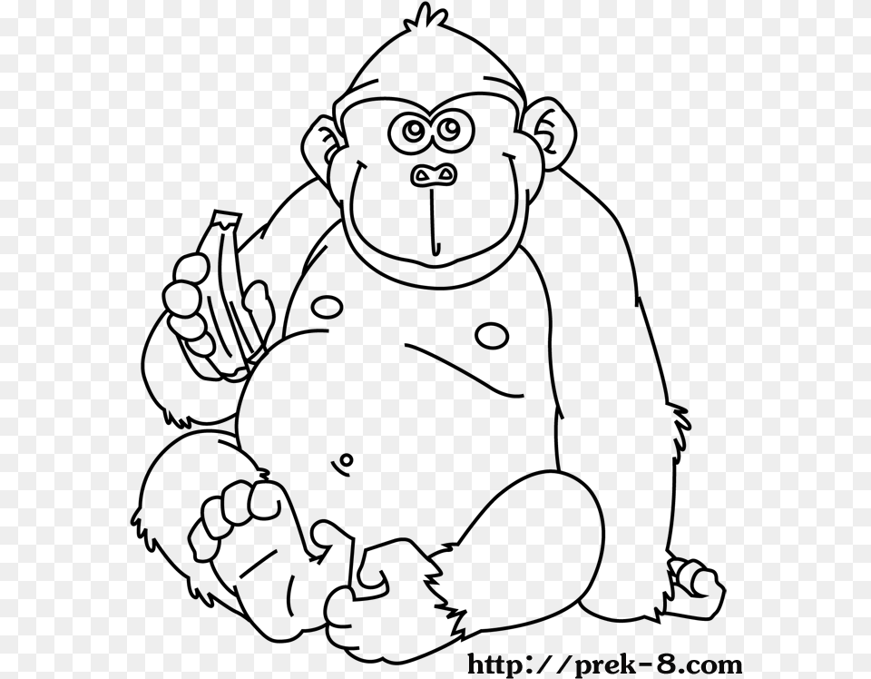 Transparent Cute Gorilla Clipart Coloring Book Wild Animals, Lighting, Gray Png