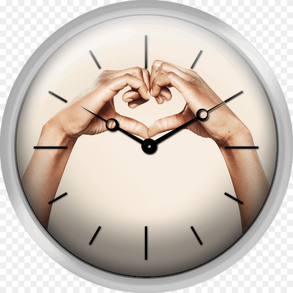 Transparent Cute Heart Wall Clock, Analog Clock, Adult, Female, Person Png