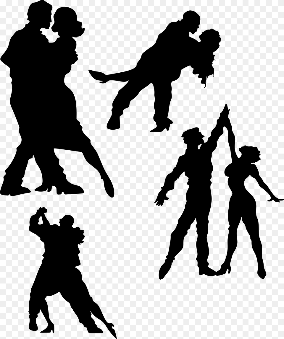 Transparent Dancing Couple 2 People Dancing Silhouette, Gray Png Image