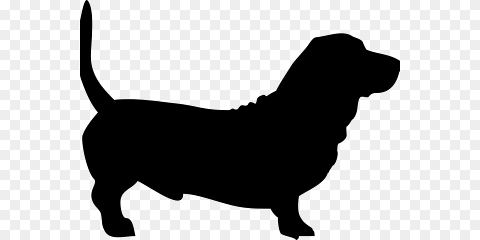 Transparent Daschund Clipart Basset Hound Dog Silhouette, Gray Png Image
