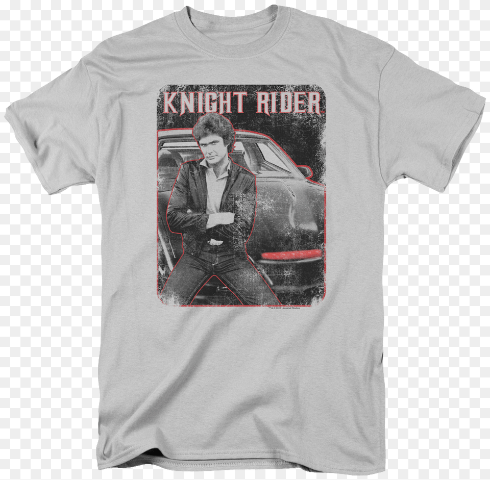 Transparent David Hasselhoff Knight Rider Retro T Shirt, T-shirt, Clothing, Adult, Person Png Image