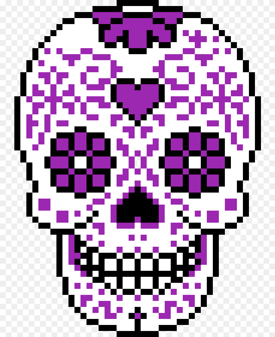 Transparent Day Of The Dead Skull Sugar Skull Pixel Art, Purple, Qr Code Free Png Download