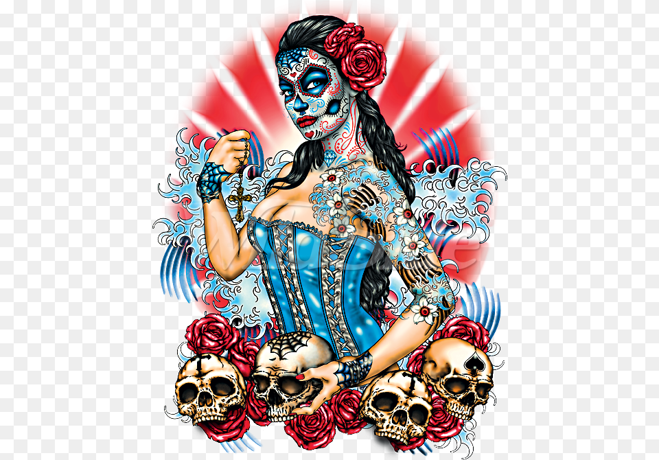 Transparent Dead Roses Day Of Dead Pin Up, Carnival, Adult, Person, Female Free Png Download