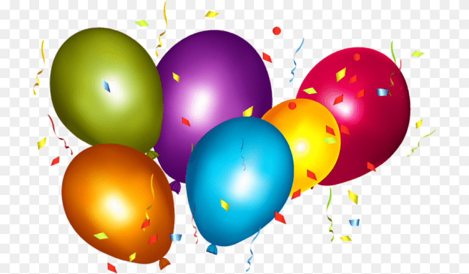 Decoration Colorful Balloons And Confetti Background, Balloon Free Transparent Png