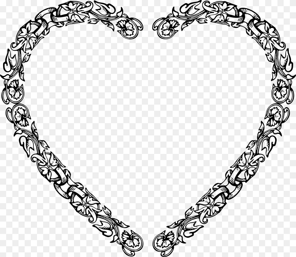 Transparent Decorative Line Dividers Heart, Gray Png