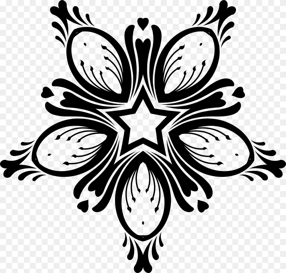 Decorative Underline Clipart Design Flower Line Art, Gray Free Transparent Png