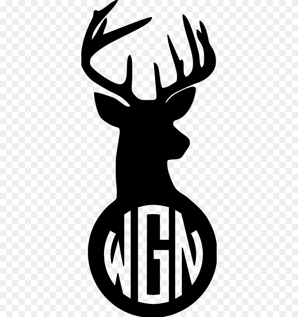 Transparent Deer Rack Deer Head Silhouette, Gray Png