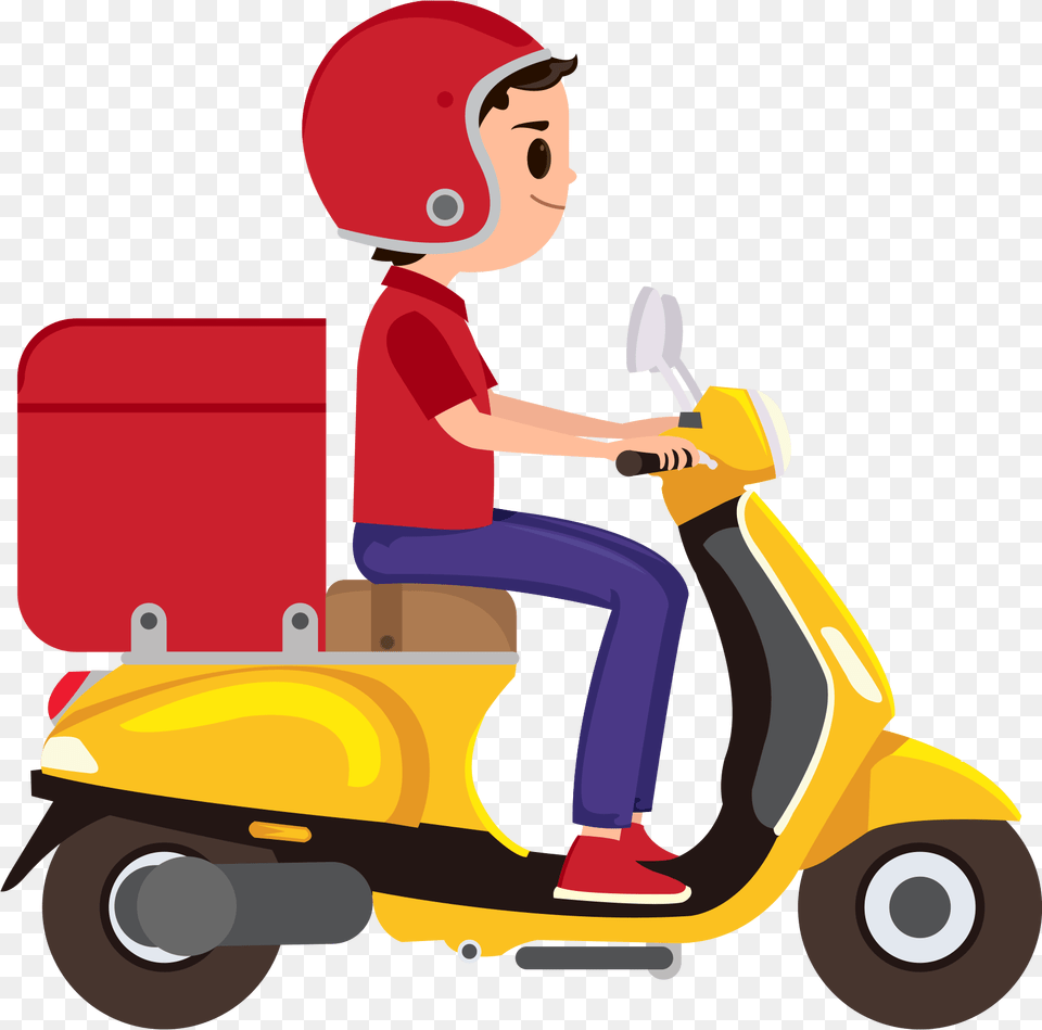 Transparent Delivery Delivery Boy With Bike, Vehicle, Scooter, Transportation, Helmet Png