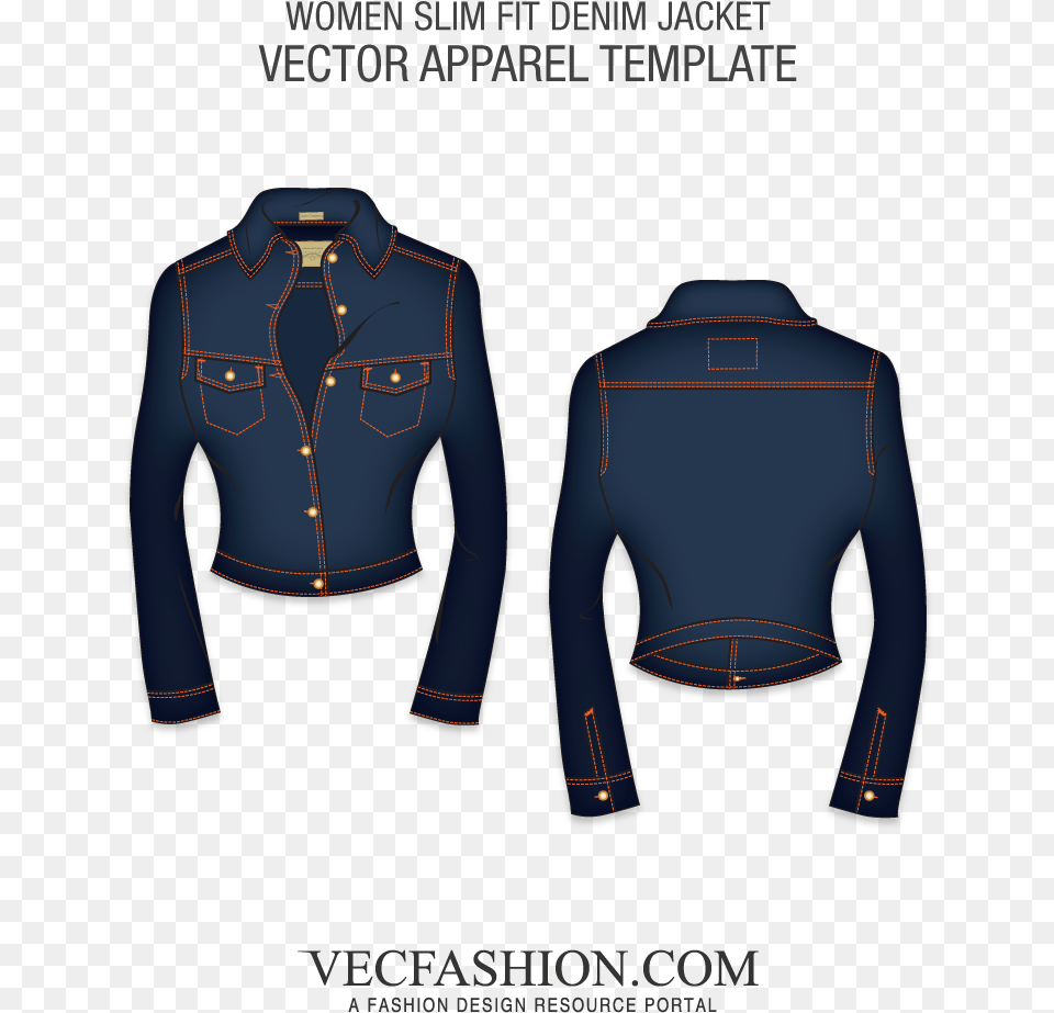 Denim Women Jean Jacket Template, Clothing, Coat, Long Sleeve, Sleeve Free Transparent Png