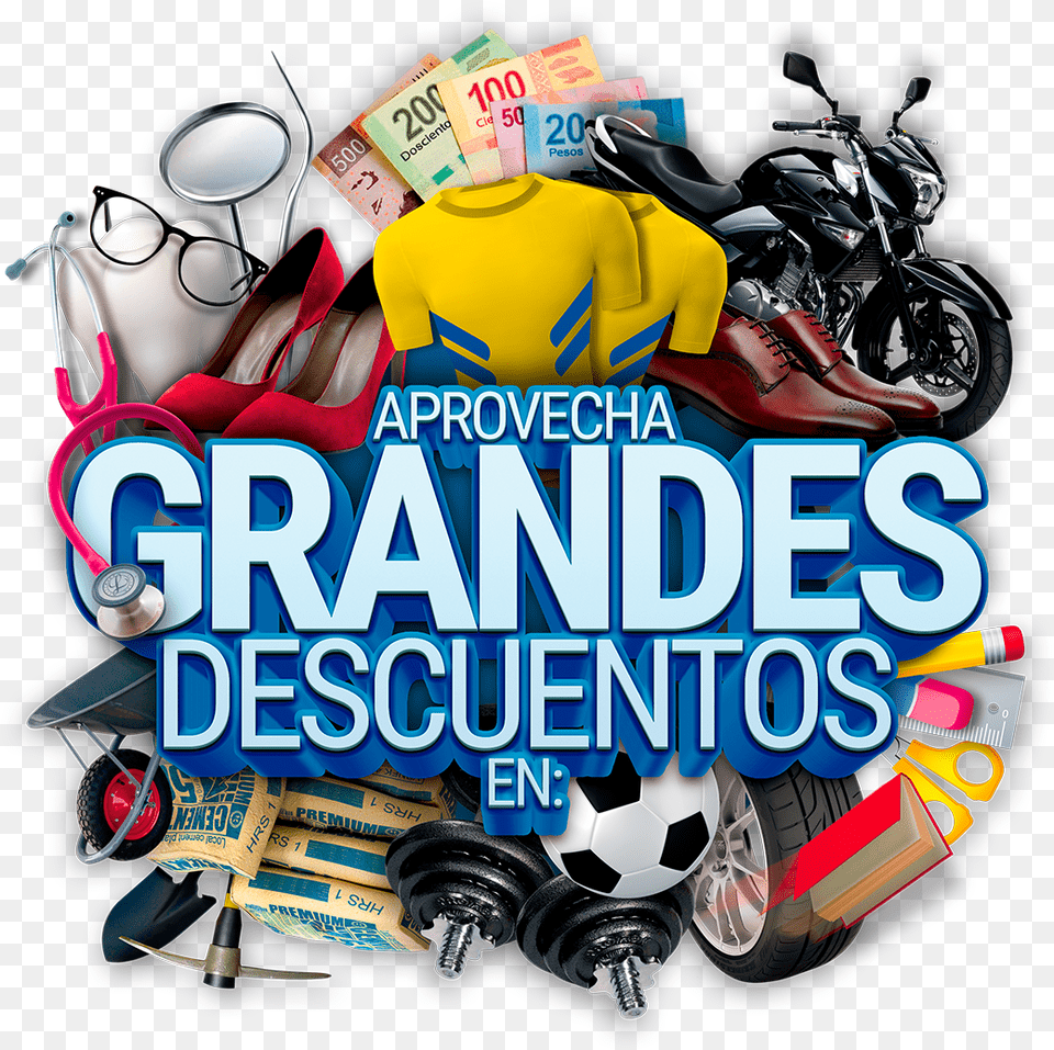 Transparent Descuentos Toy Vehicle, Advertisement, Poster, Transportation, Motorcycle Png
