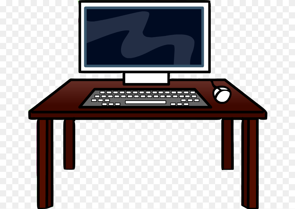 Transparent Desk Computer On Desk, Electronics, Furniture, Table, Pc Free Png