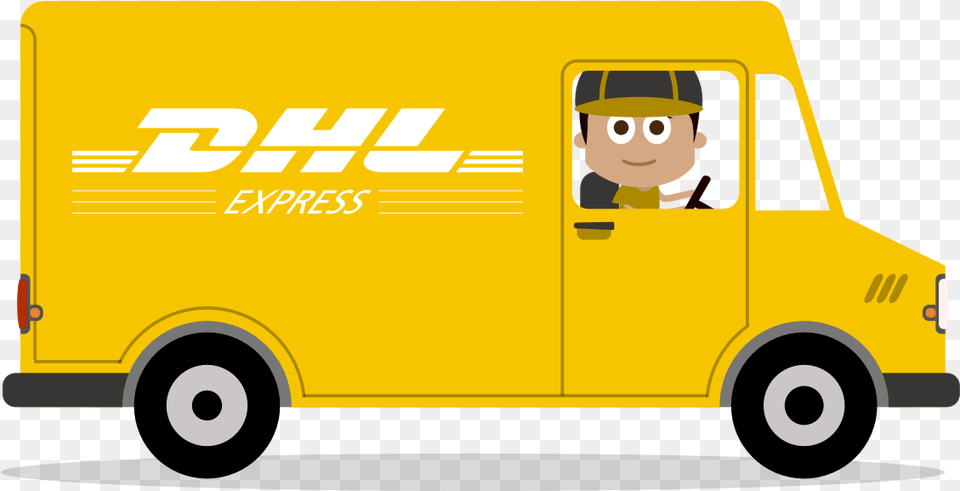 Transparent Dhl Logo Dhl Courier, Moving Van, Transportation, Van, Vehicle Png Image